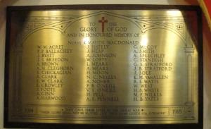 Grace Anglican Church, Brantford, Ontario - First World War Memorial Plaque