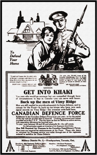 Figure 1: Canadian Defence Force ad, Brantford Expositor May 2, 1917.